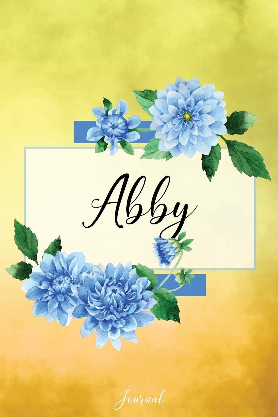 Abby Journal: Blue Dahlia Flowers Personalized Name Journal/Notebook/Diary - Lined 6 x 9-inch size with 120 pages Self-help