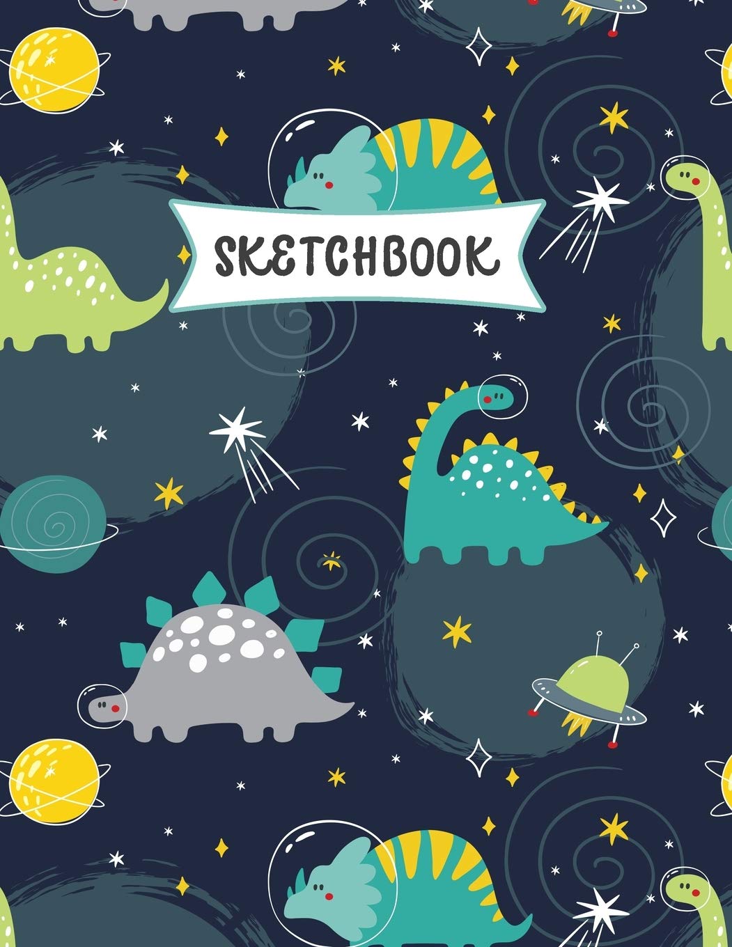 Sketchbook: Espace Dinosaures Carnet de croquis pour enfants | Pratique du dessin et du griffonnage | Livre de croquis amusant pour les tout-petits | Grandes pages blancs (21.59 x 27.94 cm) Manga