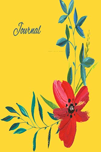 Journal: Yellow cover with flower painting, Blank Notebook 6 x 9, good for notes, diary, journaling, sketching, fitness and any tracking Film, Art & Culture