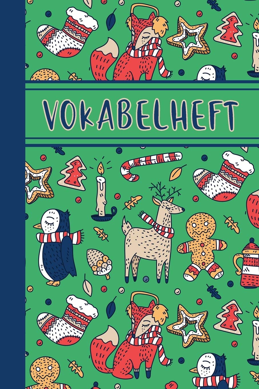 Vokabelheft: Tolles Cover mit weihnachtlichem Muster |100 zweispaltige Seiten | DIN A5 - Geschenk für Schüler und Studenten, die fleißig Vokabeln und ... lernen - tolles Geschenk zu Weihnachten Foreign Languages ​​& Dictionaries
