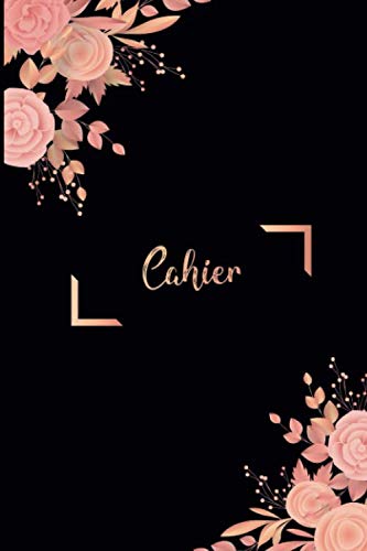 Cahier: DIN A5 / 15 x 23 cm - Blanc - 122 pages ou 61 feuilles - bloc note bullet journal cahier Noël noir avec fleurs Plantes Roses Rose Rose book