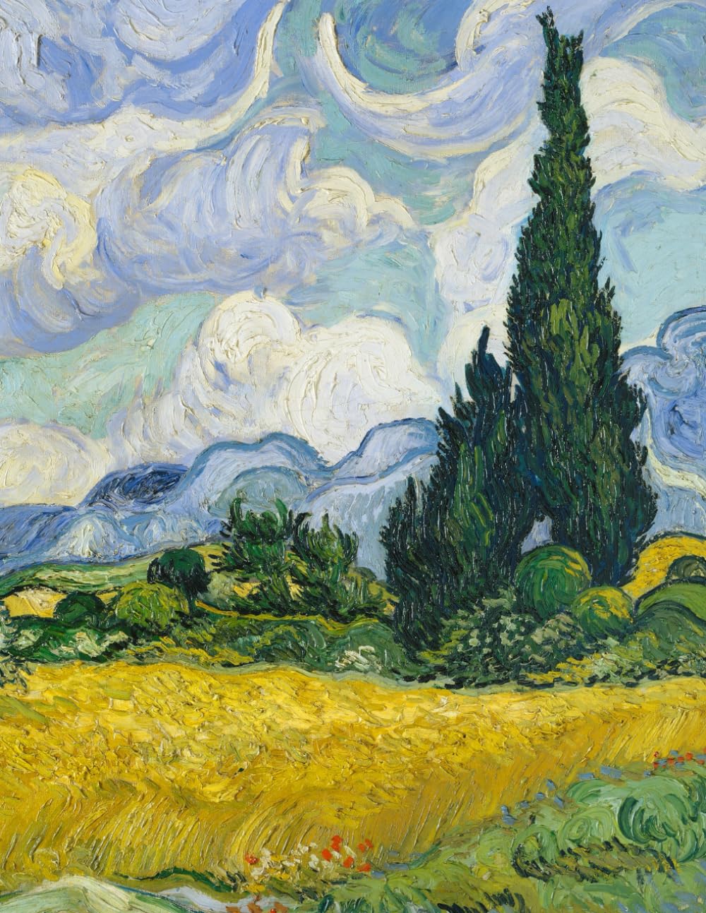 Van Gogh LARGE Notebook #4: Cool Artist Gifts - Wheat Field with Cypresses Vincent Van Gogh Notebook College Ruled to write in 8.5x11" LARGE 100 Lined Pages (Vincent Van Gogh Collection) Film, Art & Culture