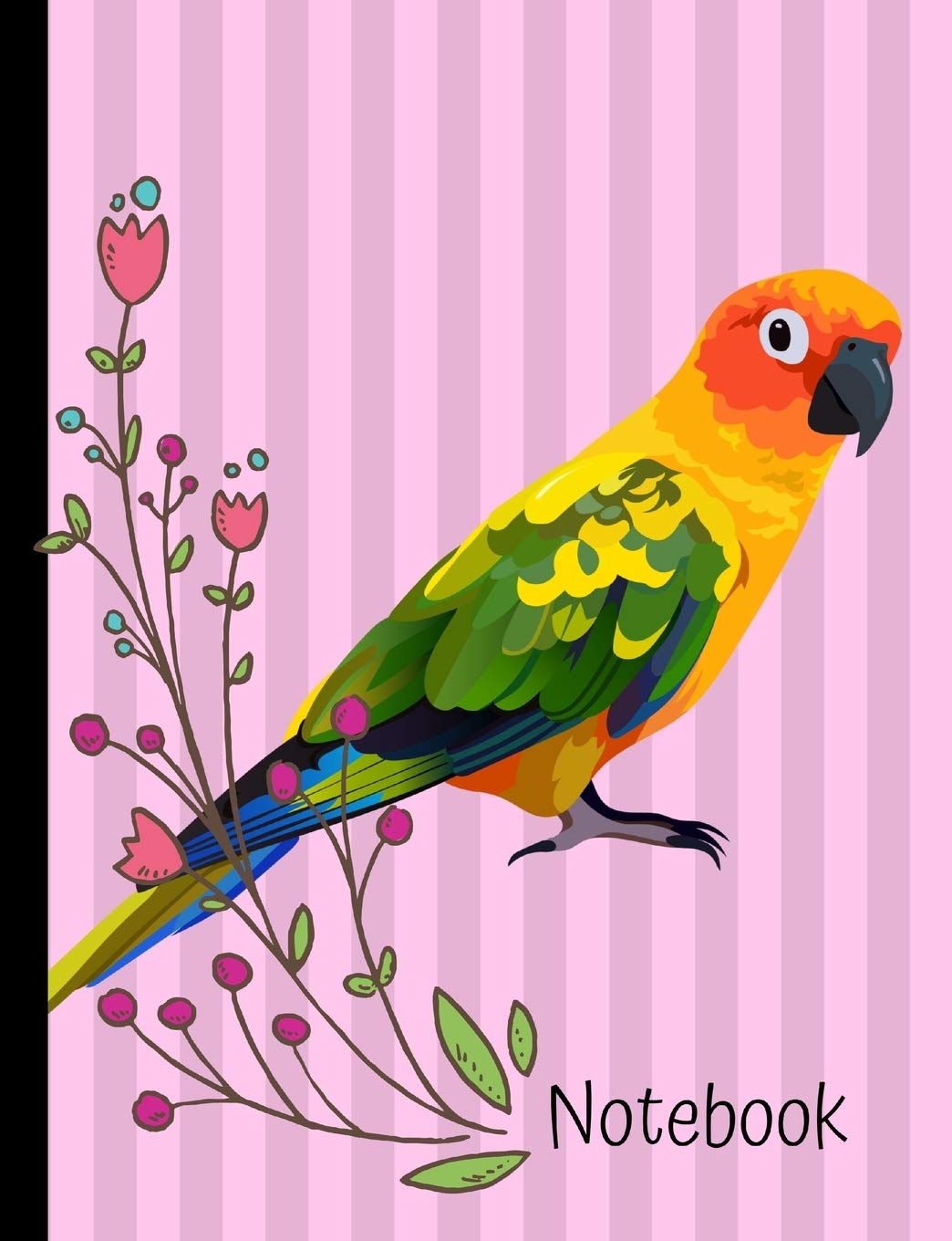 Notebook: Sun Conure Bird Pink School Composition Notebook 100 Pages Wide Ruled Lined Paper Pets