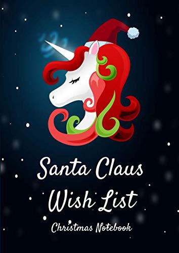 Santa Claus wish list - Christmas notebook: Letter to Santa Claus, Santa wish list | 8.27 x 11.69 inches | 101 high quality pages | Paperback | Lined ... | blue background pretty Unicorn snowflake Religion & Esotericism