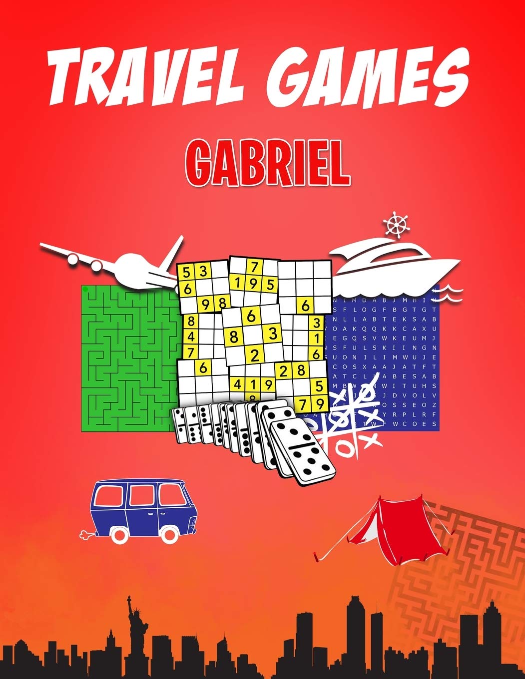 Gabriel Travel Games: Personalized Travel Puzzle Books for Kids Leisure & Fun