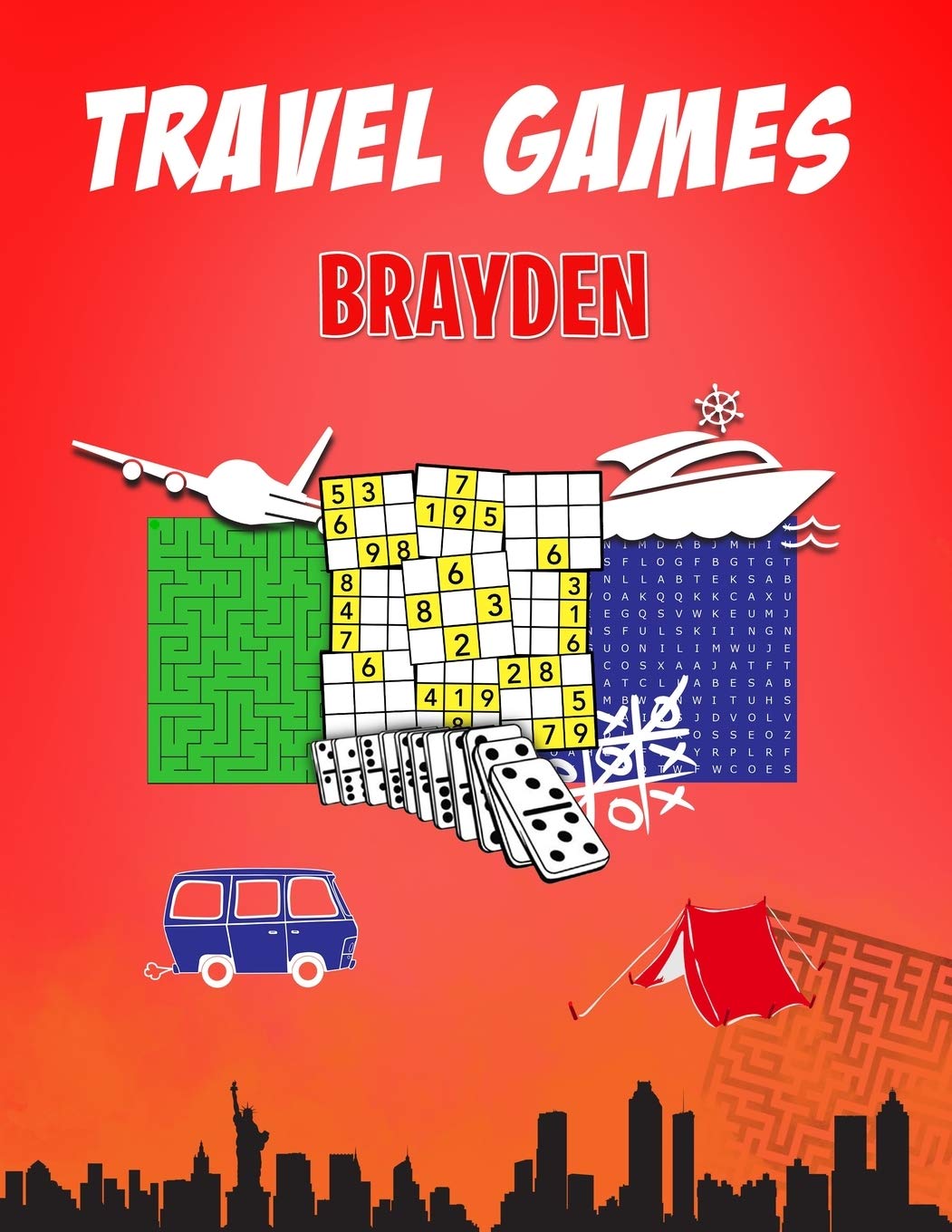 Brayden Travel Games: Traveling Activity Book for Kids Study Guides