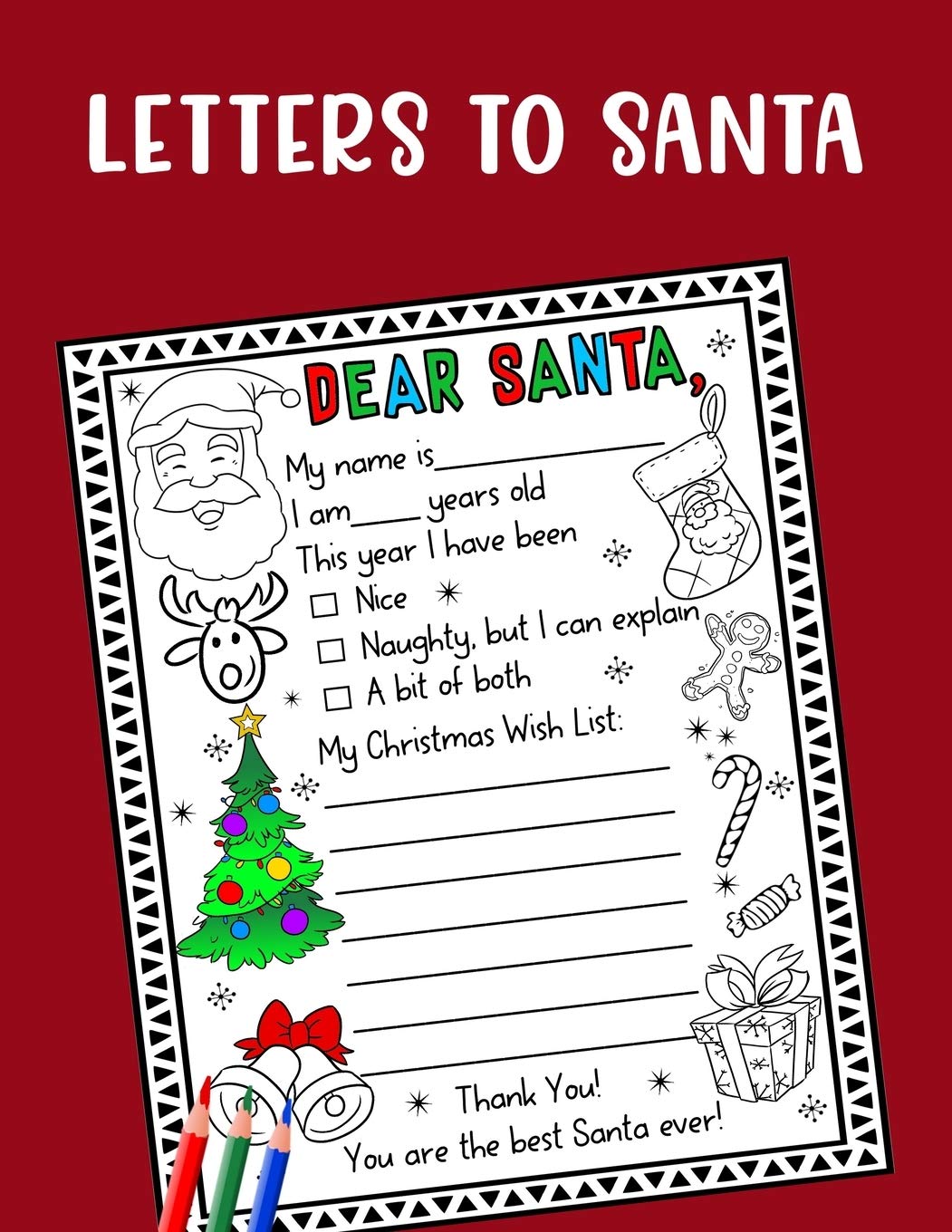 Letter to Santa - Dear Santa: A Cute Journal Filled with Blank Letters for Santa Claus, Christmas Wish List - Holiday Notebook for Kids, Great Gift idea for boys & girls Hobbies & Crafts