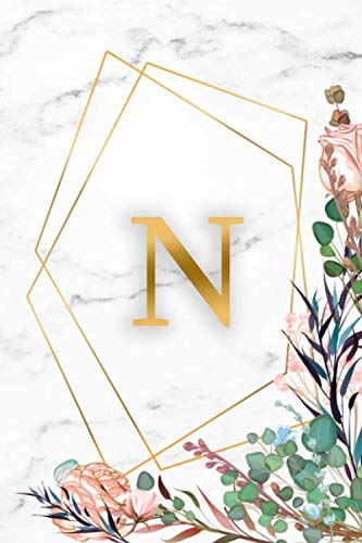 N: Initial Monogram Letter N College Ruled Notebook for Notes & Writing - Personalized Medium Lined Diary & Journal for Women and Girls - Abstract Marble & Gold Print With A Floral Touch Hobbies & Crafts
