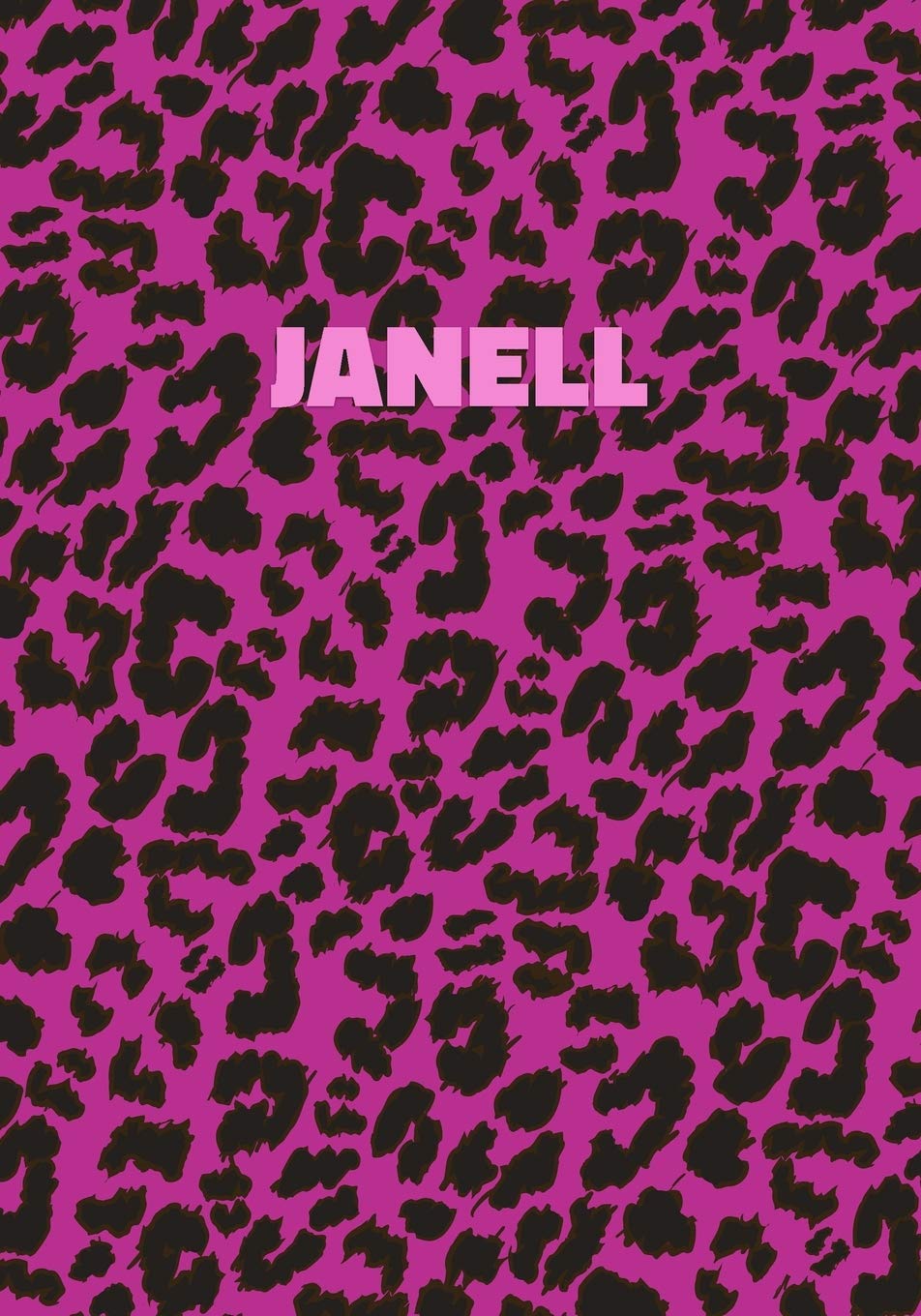 Janell: Personalized Pink Leopard Print Notebook (Animal Skin Pattern). College Ruled (Lined) Journal for Notes, Diary, Journaling. Wild Cat Theme Design with Cheetah Fur Graphic Parents & Children