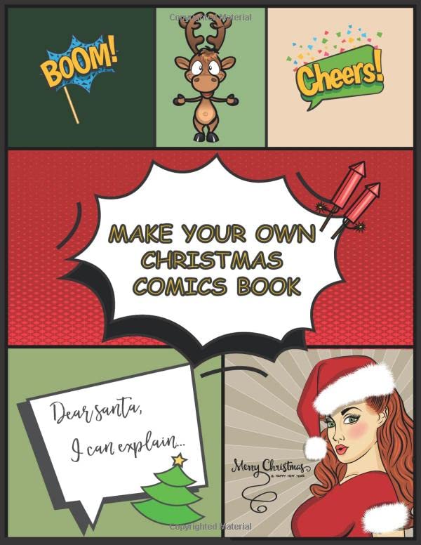Make your own Christmas comics book: DIY Xmas Cartoon sketchbook for adults and teens. Create your unique comics or graphic novel. Large 8.5" x 11" blank comic pages Manga