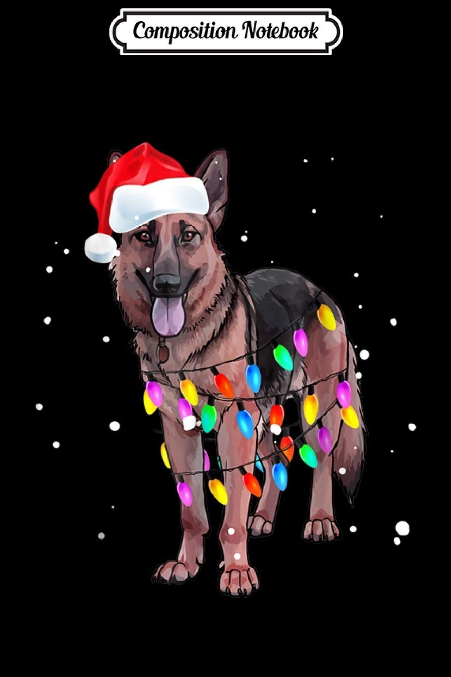 Composition Notebook: Cute Christmas Lights German Shepherd Dog With santa Journal/Notebook Blank Lined Ruled 6x9 100 Pages Manga
