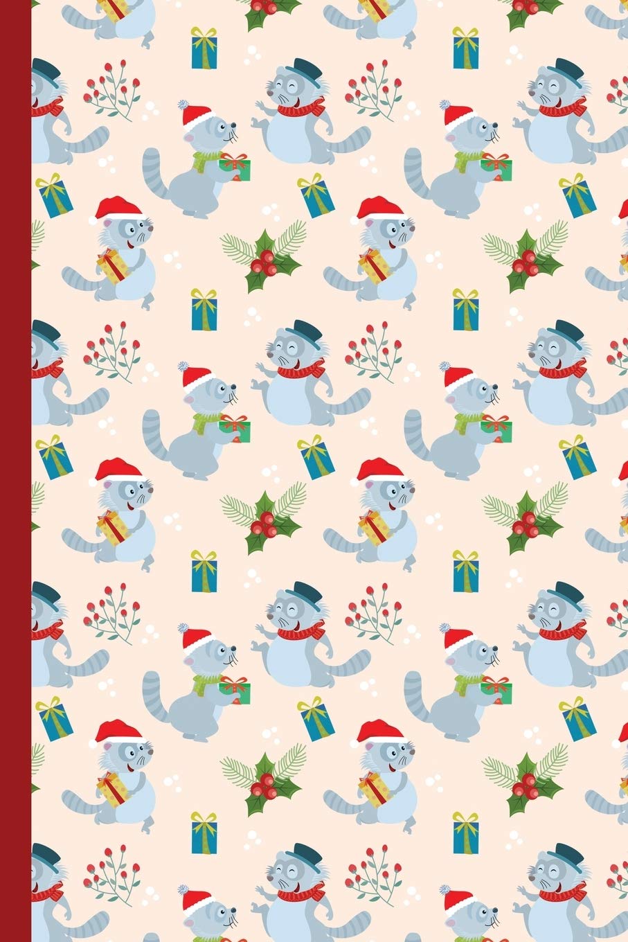 Blank Lined Notebook Journal For Christmas: Medium Ruled Book for Children, Teens and Adults - Christmas Raccoon and Gift (College Ruled Line Paper, Band 55) Books
