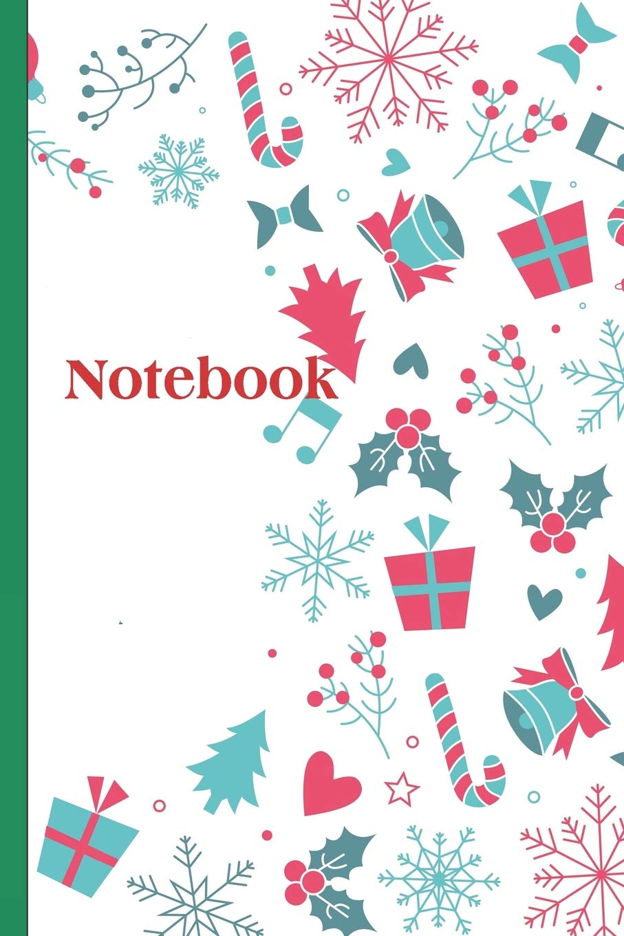 Christmas Notebook: Ruled Notebook Lined School Journal | 120 Pages | 6 x 9" | Green Red White (Composition Books) | Christmas gift Learning & Reference