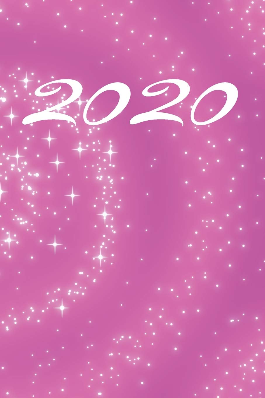 Grand Fantasy Designs: 2020 calligraphy white pink glitter - Notebook 6x9 checkered book
