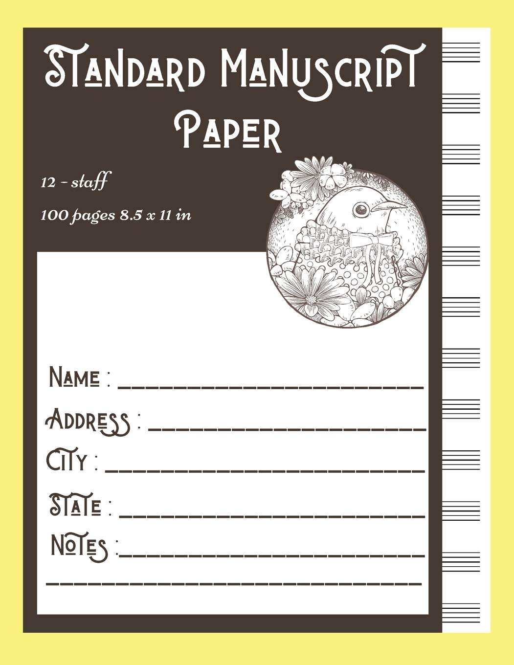 Standard Manuscript Paper 12-staff 100 pages 8.5 x 11 in: Music Manuscript Paper Sheet Music