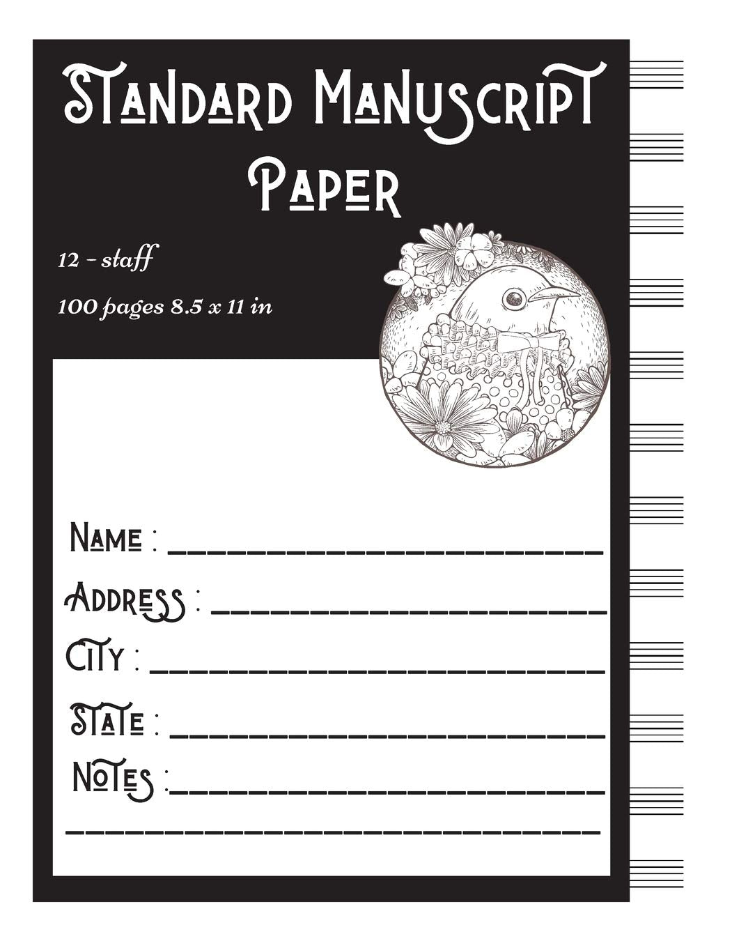Standard Manuscript Paper 12 staff 100 pages 8.5 x 11 in: Music Manuscript Paper Arts & Music