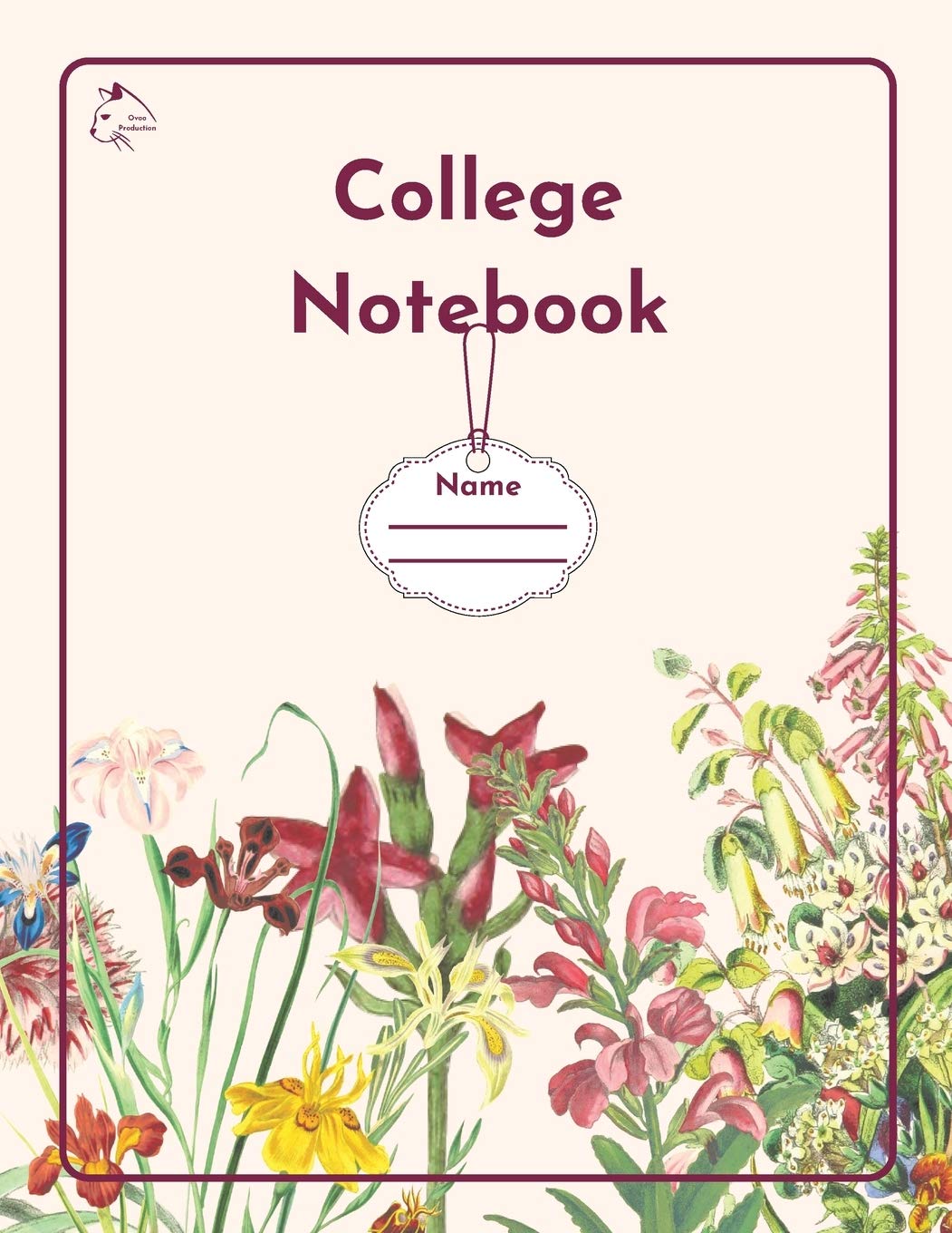 College Notebook: Student workbook Journal Diary Wild Flowers cover notepad by Raz McOvoo Books
