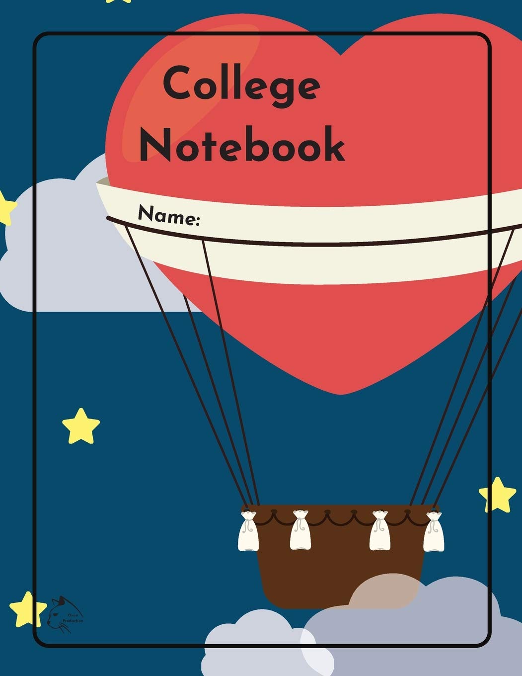 College Notebook: Student workbook Journal Diary Hot air balloon cover notepad by Raz McOvoo: valentine day black sky night heart stars Books