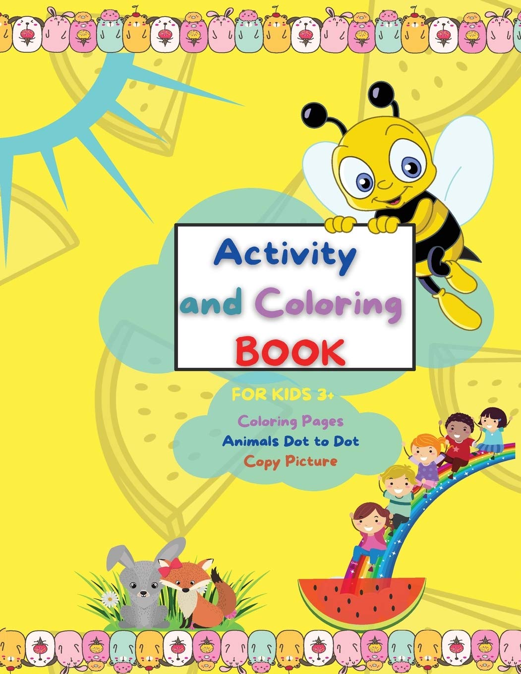Activity and Coloring Book for Kids 3+, Coloring Pages, Animals Dot to Dot, Color by Numbers, Copy Picture Learning & Reference
