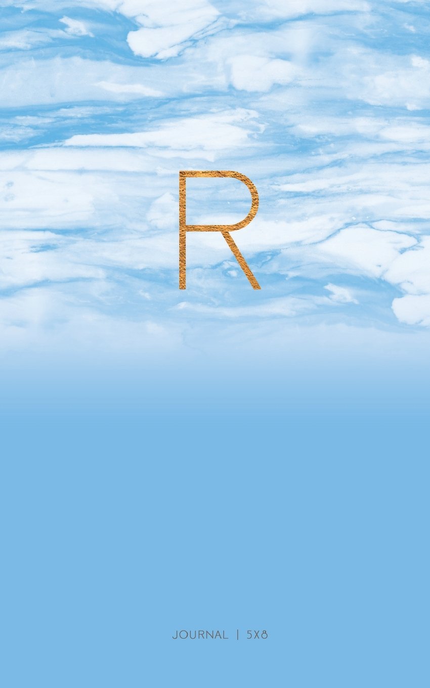 R Journal 5x8: Blue Ombre Marble Notebook With Initial Letter Books