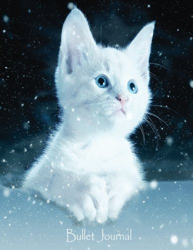 Bullet Journal: Cute White Kitten (Bullet Grid Journal) (8.5 x 11 Large Notebook) Dots Dotted Gift Lifestyle