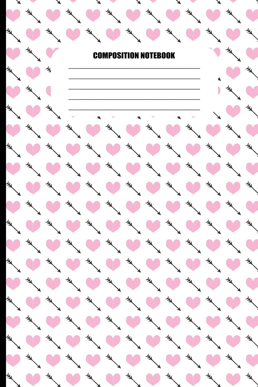 Composition Notebook: Pink Hearts & Hand-Drawn Arrows (100 Pages, College Ruled) Media & Communication
