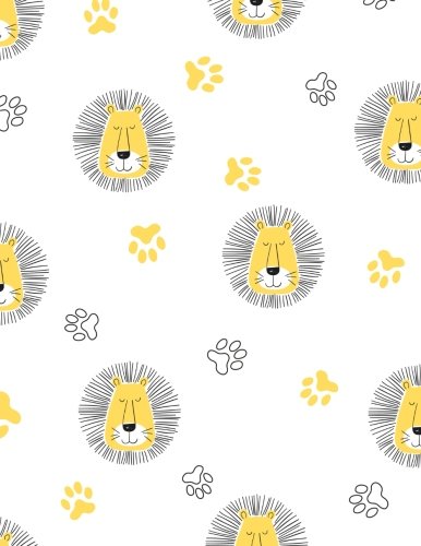 Blank Notebook: Cute Cartoon Lion Pattern Notebook 100 pages (Composition Book Journal) (8.5" x 11" Large Size) Business, Finance & Career