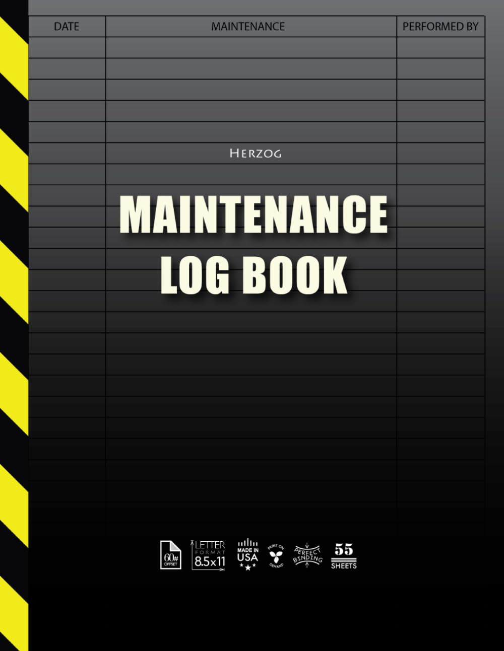Maintenance Log Book: Large ( 8.5" x 11" ) | 110 pages | Perfect Binding | Durable Softcover Books