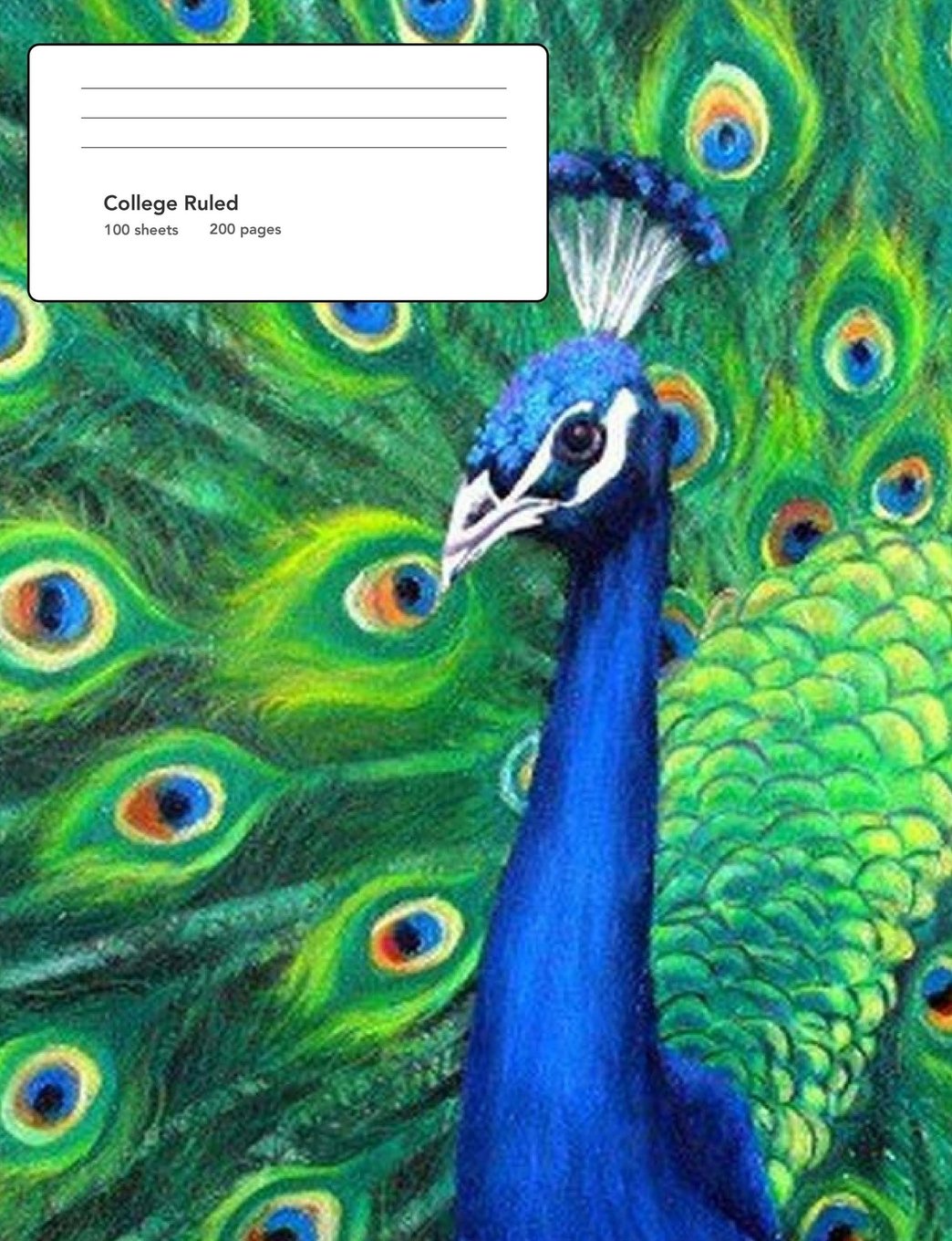 Peacock Composition Book: 7.44 x 9.69 College ruled line paper 200 pages ((Composition Books - Beautiful Birds Series)) Film, Art & Culture