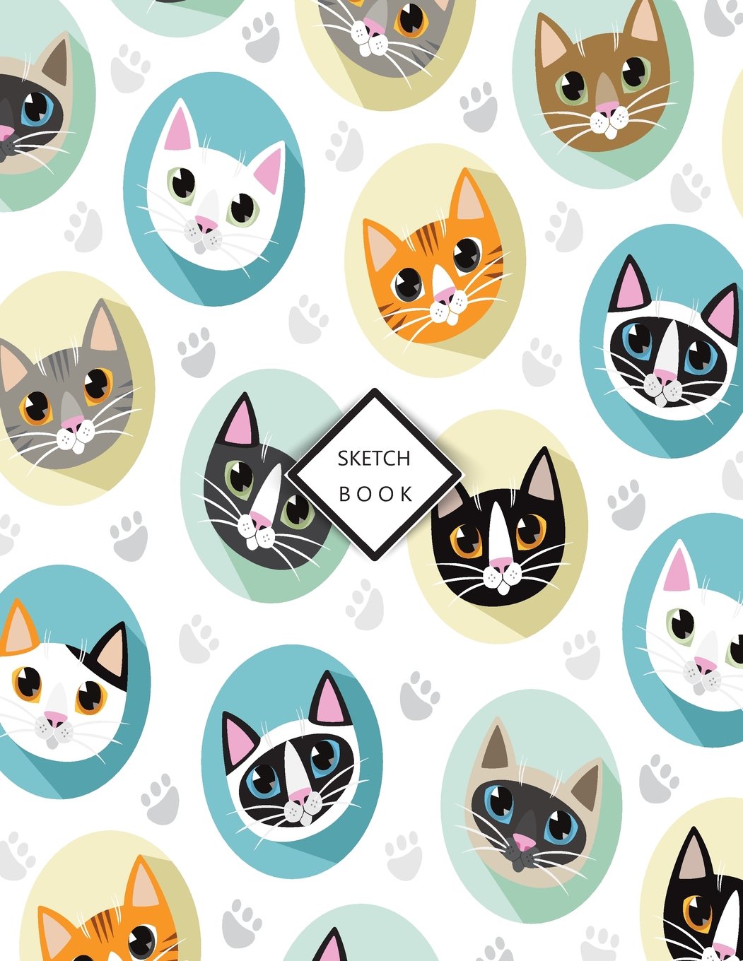 Sketchbook: Cats on white cover (8.5 x 11) inches 110 pages, Blank Unlined Paper for Sketching, Drawing , Whiting , Journaling & Doodling book
