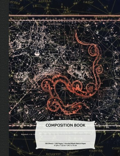 Outer Space Constellation Draco the Dragon Composition Book, Blank Sketch Paper: Drawing Sketchbook, School Supplies Cute Notebooks, Student Exercise ... 9-3/4" x 7-1/2" (Night Sky Astronomy Series) Books