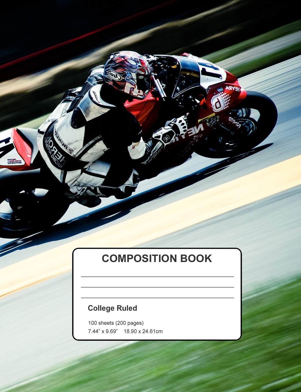 Composition Book: Motorcycle Racing Theme College Ruled Writing Notebook Leisure & Fun
