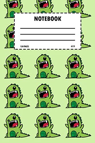 Green Dinosaur Notebook | Cute Gift Journal For Boys: Medium College-Ruled Notebook, 120 Pages, Lined, 6 x 9 in (15.24 x 22.86 cm) Novels & Short Stories
