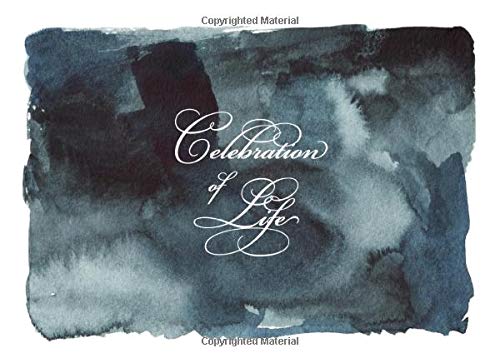 Celebration of Life: Modern Navy Blue Watercolor Funeral Guest Book Parents & Children