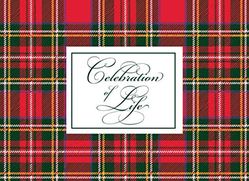 Celebration of Life: Red Tartan Plaid Funeral Guest Book Parents & Children