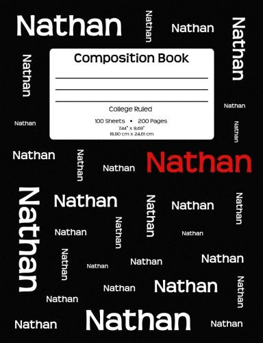 Composition Book - Nathan: Personalized, College Ruled School Notebook, 200 pages, 7.44"x9.69" Media & Communication