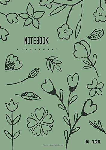 Floral Notebook A4: Dot Grid Notebook Dusty Green, Cute Flower Design, Bullet Journal, Blank Dotted Matrix, Large, Softcover, Numbered Pages book