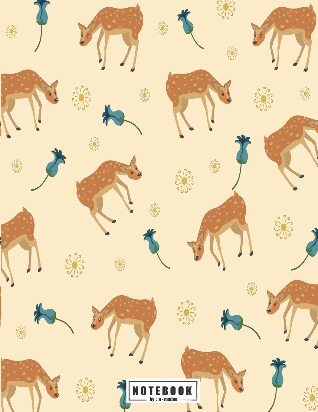 Notebook: Deer on yellow cover and Lined pages, Extra large (8.5 x 11) inches, 110 pages, White paper (Deer on yellow notebook, Band 1) Film, Art & Culture