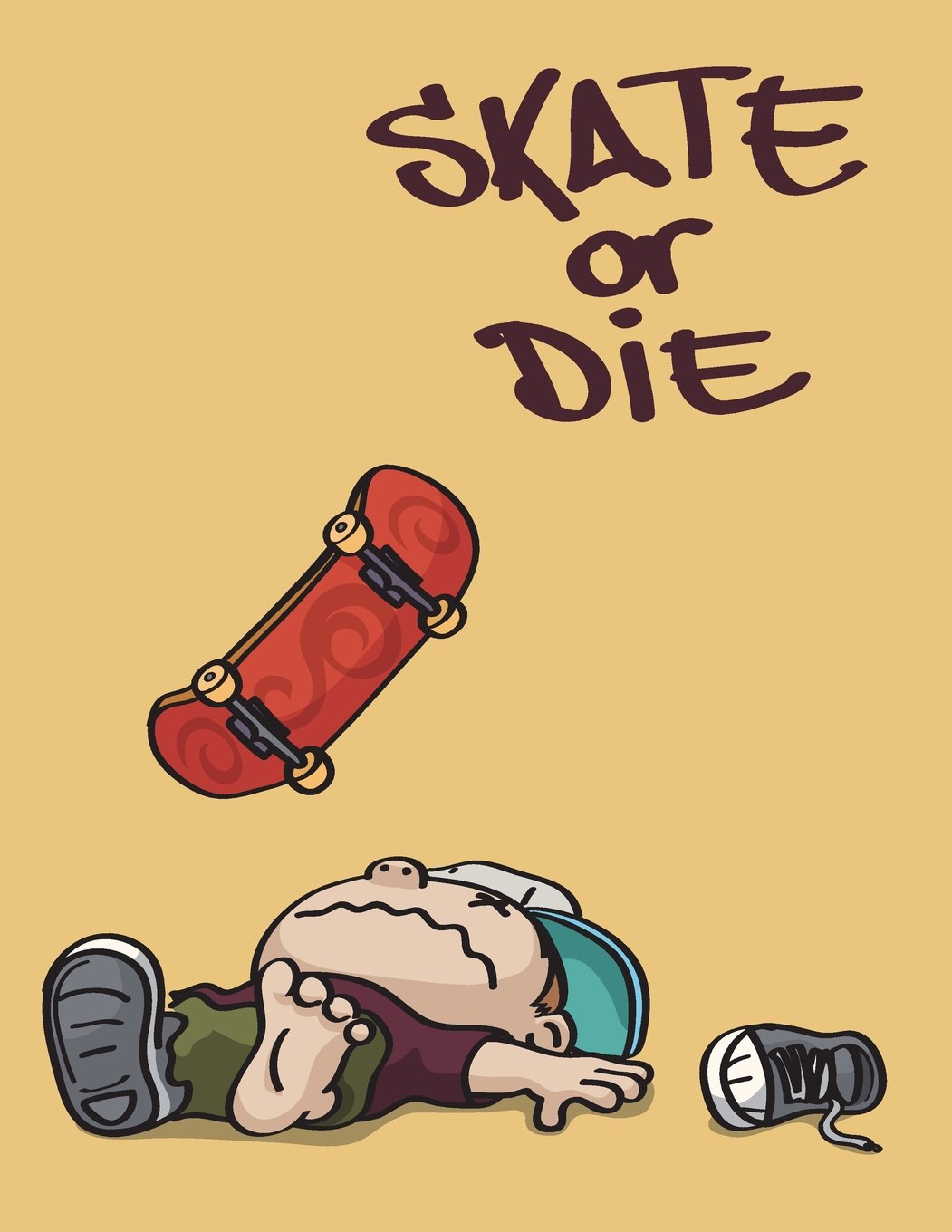 Skate or die: Skate or die on yellow cover and Lined pages, Extra large (8.5 x 11) inches, 110 pages, White paper (Skate or die on yellow notebook, Band 5) Film, Art & Culture