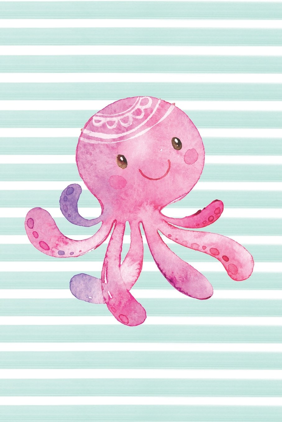 Pink Octopus Watercolor Stripe Journal, Blank Sketch Paper: Sketchbook Artist Notebook with Unlined Drawing Paper (Coastal Beaches & Nautical) Books