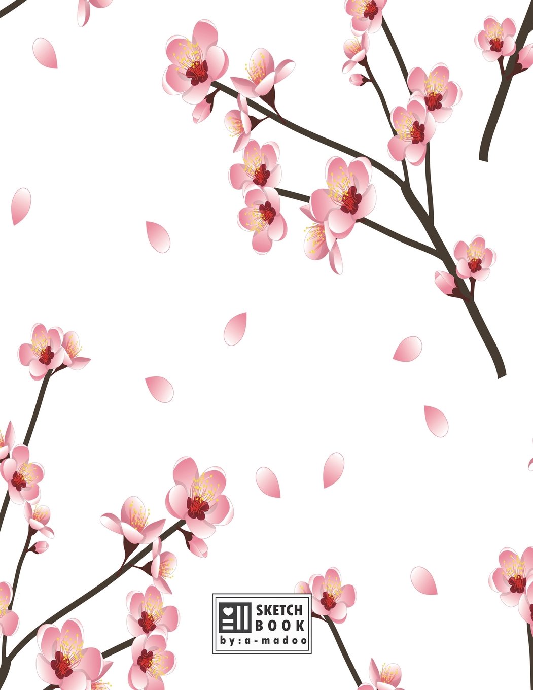 sketchbook: Cherry blossom on white cover (8.5 x 11) inches 110 pages, Blank Unlined Paper for Sketching, Drawing , Whiting , Journaling & Doodling (Cherry blossom on white sketchbook, Band 5) Film, Art & Culture