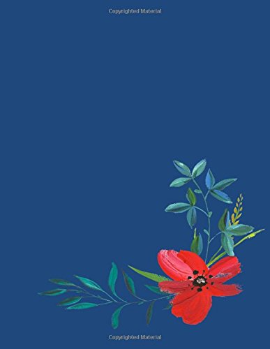 Blue Hand Painted Red Flower Notebook Journal (LARGE): 120 Blank Pages (60 sheets) Hobbies & Crafts