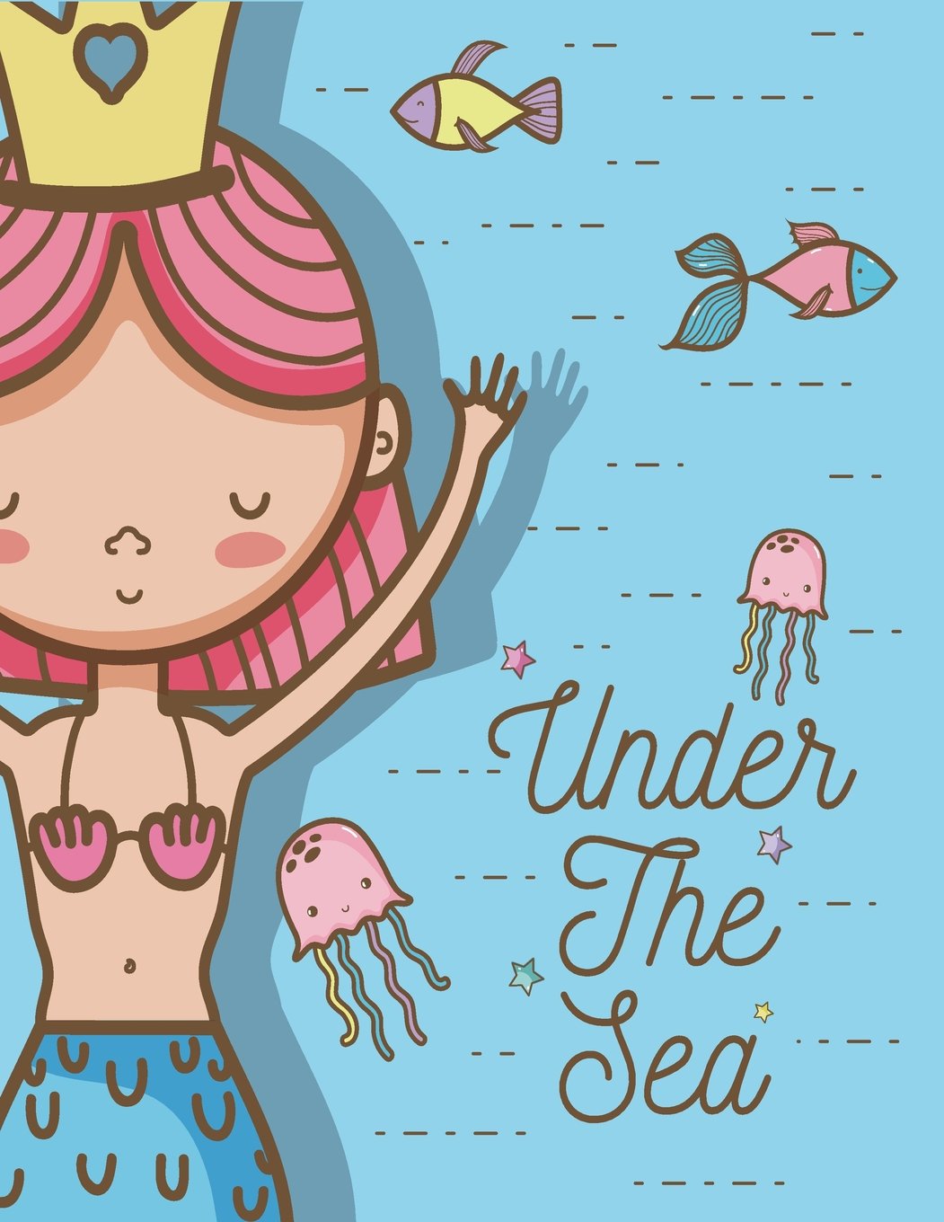 Under the sea: Mermaid princess on blue cover and Dot Graph Line Sketch pages, Extra large (8.5 x 11) inches, 110 pages, White paper, Sketch, Draw and Paint book