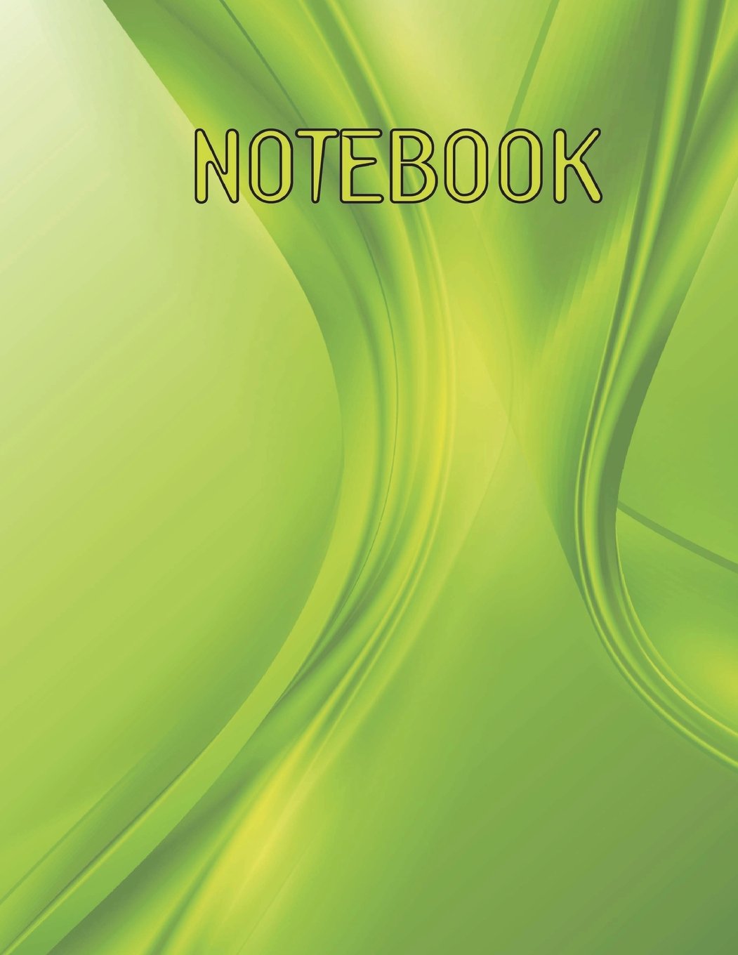 Notebook: Glossy Cover,160 wide-ruled pages (front and back), Blank Lined Notebook, , Letter Size 8.5" x 11" Notebook: Large Composition Book, Journal, Abstract waves background in green tones feature Self-help