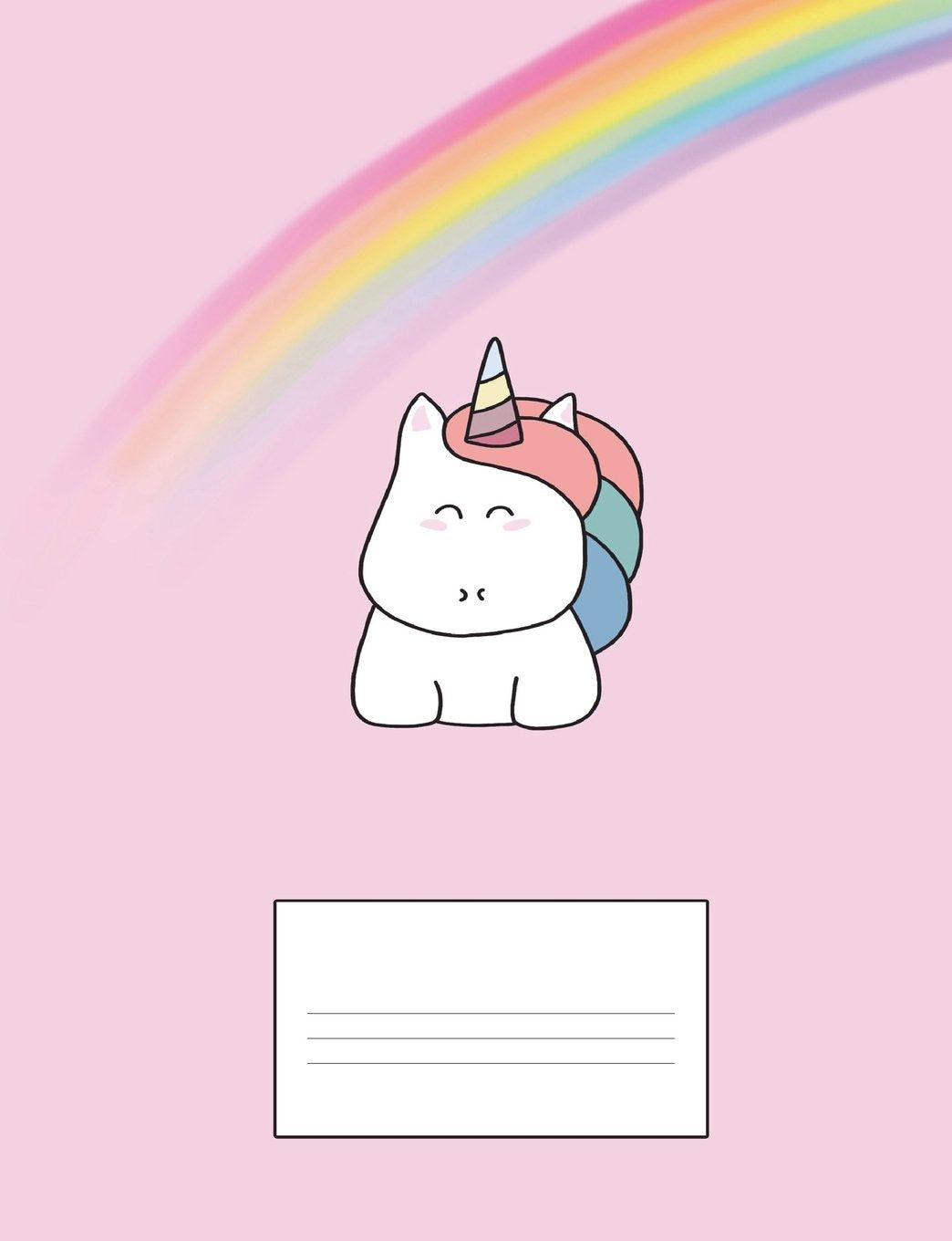 Composition Book: Cute Unicorn Rainbows Cartoon, College Ruled Paper, 7.44x9.69 inch, 200 pages, Bound Notebook Learning & Reference