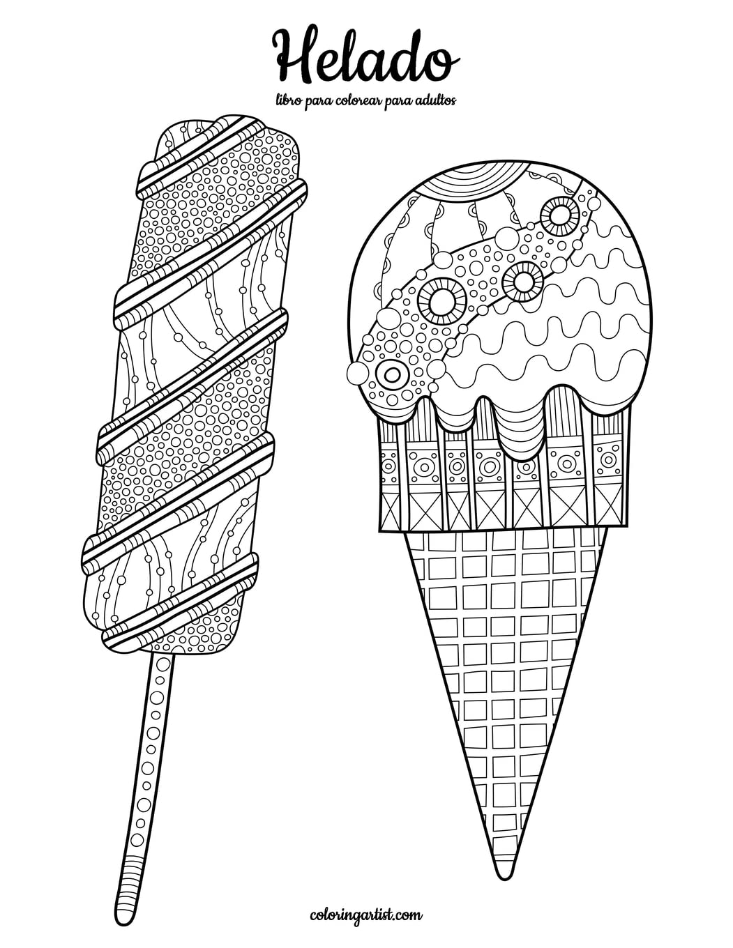 Helado libro para colorear para adultos 1 Film, Art & Culture