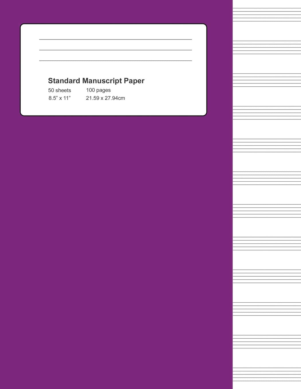 Standard Manuscript Paper: Purple Cover Blank Sheet Music Social Sciences