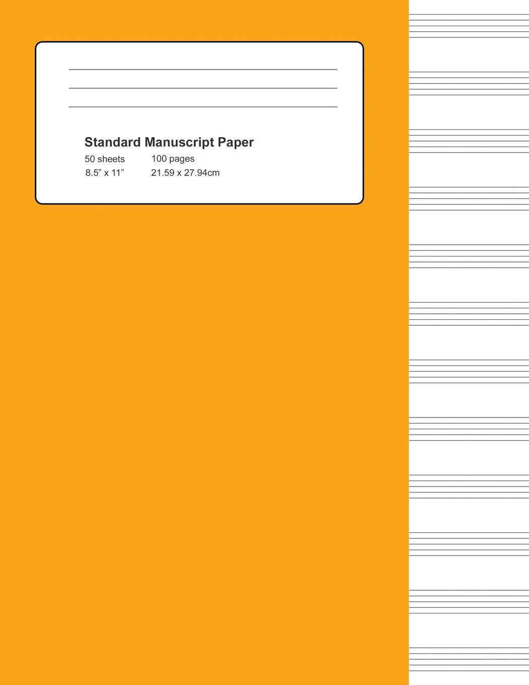 Standard Manuscript Paper: Orange Cover Blank Sheet Music Social Sciences