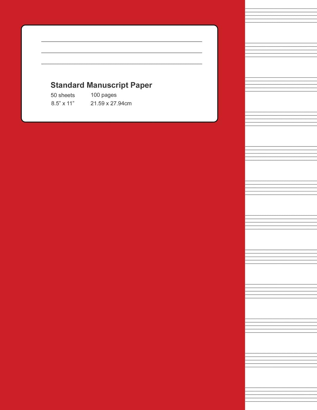 Standard Manuscript Paper: Red Cover Blank Sheet Music Notebook Social Sciences