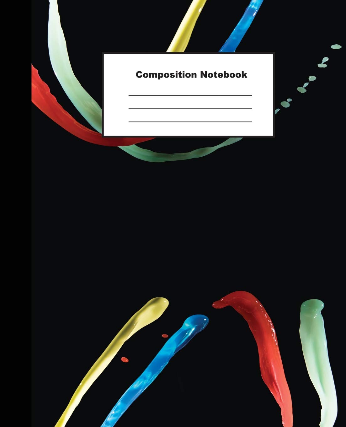 Composition Notebook: Perfect Wide Ruled Colourful Water Splashing on Black Background for Kids Tiptoi & Games